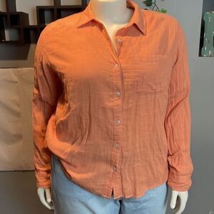 Universal Thread 100% Cotton Women's Coral Button Down Texture Blouse L‎
